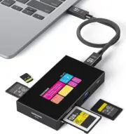 Smart 8-in-1 CFexpress Type B/Type A Card Reader with Touch Screen | UHS-II SD/m
