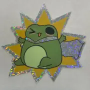 Chibi Super Frog vinyl sparkle sticker