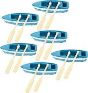 Realistic Mini Boat Paddle 6 Pack Resin Boat Ornament Bonsai Decor Scene Layout Model Enhance Your Decor Random Style