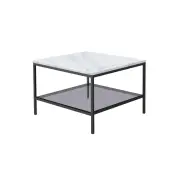 HomeStar Leonardo Marble Open Shelf Rectangular Coffee Table Metal Frame - White/Black