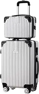 [AUSWAY] 2Pcs Luggage Set Carry On Travel Hard Shell 20inch Traveller Suitcases & Vanity Bag Lightweight Sliver