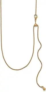 [JewelryWeb] Adjustable Gold Filled Round Box Chain 14/20 1.3mm Rounded 4mm Slide Bead Lobster Clasp Closure Can Chain Necklace for Women and Men