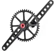 Bike Crankset, Hollow Integrated Road Bike Crankset 165/170/172.5/175mm Bike 40/42/44/46/48T Chainring Durable Aluminum Alloy Crank Arm Set GXP Single Round Chainring Crank