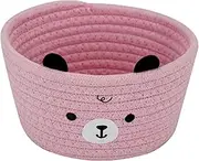 Kids Storage Animal Rope Baskets, Organizers for Toys, Clothes, Baby Essentials, Children's Room, Playroom, Baby Shower Gifts, Woven Storage Bin, Toy Organizer, Bear Basket, Storage Bin Kids,Pink