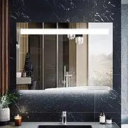 ELEGANT Rectangular Bathroom Vanity Mirror, LED Illuminated Touch Switch, Anti-Fog,Wall Mounted Mirrors, 1000x700mm