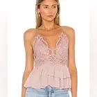 Free People Adella Dusty Mauve Lace Cami Top