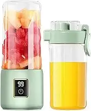 Portable Blender, Smoothie Blender, 400ML Personal Blender with 6 Blades, USB-C Rechargeable Mini Mixer with Extra Lid, Single Serve Smoothies Maker Mixer, for Travel, Office, Gym (Light Green)
