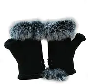 [WESIEVYA] Fingerless Gloves Fingerless Wrist Short Gloves Half Finger Gloves Winter Gloves Fingerless Mittens Gloves Without Finger Black