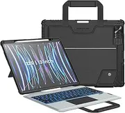 Nillkin Carry Go Backlit Keyboard Case for iPad Air 13 inch M2 2024 with Handle,iPad Pro 12.9 inch 6th/5th/4th/3rd Gen, Detachable Keyboard Case with Trackpad,Kickstand,Black