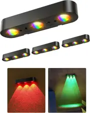 4 Pack Solar Powered Wall Fence Synchronously Change Color Decor Lights