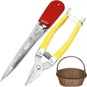 Wicker Repair Tool Set, 2pcs Wicker Repair Kit, Stainless Steel Basket Weaving Kit Include Handle Prying Tool and Small Scissor for Patio Furniture Chair, Weaving
