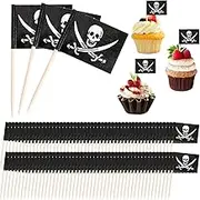 AHQiZFX 100 Pack Toothpick Flag, Pirate Cocktail Toothpicks Flags Cake Toppers Small Toothpick Mini Stick Cupcake Toppers Fruit Cupcakes Toppers Food Stick Flags Decorations for Party Bar Sport Events