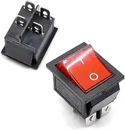 Oiyagai 10pcs KCD4 DPST 4Pin On-Off Red Light Panel Rocker Switch 16A/250V 20A/125V Red