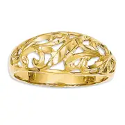 Ladies' Floral Dome Ring in Solid 14K Gold