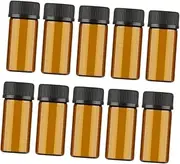 Mobestech 10 Pcs Amber Lab Vial tiny little glass vial glass bottle with lid vial glass bottle oil sample glass sample bottles amber glass bottle perfume Cosmetic bottles essential oil