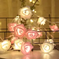 在飛比找蝦皮商城優惠-玫瑰花 LED 燈串 粉玫瑰 白玫瑰 玫瑰 燈飾 氣氛燈 裝