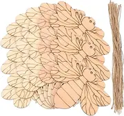 BEBEMOKO DIY Wood Chip Painting Kit 50 Unfinished Bee Shape Wooden Slices for Boys and Girls Adults