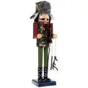 14" TALL HUNTER WOODEN CHRISTMAS NUTCRACKER DECORATION NEW 709J