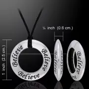 Believe 925 Sterling Silver Pendant Cord Set Empowering Words Jewelry