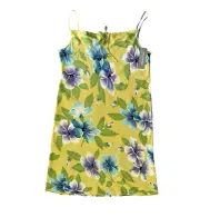 NWT Jones New York Dress Womens 16 Yellow Tropical Floral Strappy Keyhole Boho