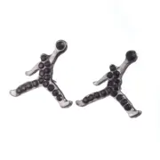 MICHAEL JORDAN SILVER - PLATED PAIR STUD EARRINGS SILVER BLACK JUMPMAN JUMP MAN