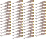 50PCS Fishing Lures, Soft Silicone Paddle Tail Swimbait, Slow Sinking Bass Trout Lures, Injured Baitfish Motion Design with Eyes for Freshwater Saltwater