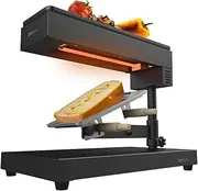 Cecotec Raclette Cheese&Grill 6000 Black Power 600W Grill Function, Stainless Steel Finish, Adjustable Thermostat, 2 Wooden Spatulas, Non-Stick Top Grill Grate