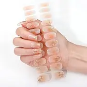 NKA Gel Nail Polish Wraps, 22 No Cure Gel Nail Wrap Stickers Strips, at-Home Manicure, No UV Lamp Required - Designs (Nude Flora)