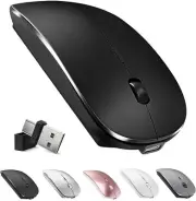 Wireless Bluetooth Mouse, Bluetooth 5.2/3.0 and 2.4GHz USB Type-C Receiver-Black