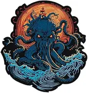 EMBROVERSE Epic Kraken Embroidered Large Patch - Nautical Ocean Fantasy Legend, Iron-On Back Jacket Accessory - Mythical Sea Monster Octopus, 12.9 x 13.8 inches