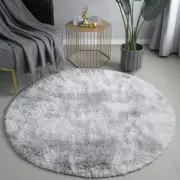 Soft Shaggy Round Rugs for Bedrooms and Living Rooms - Grey White (120cm)