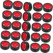 25Pcs Car Wheels Wheels for DIY Crafts Science Projects and Model Cars Enhance Creativity Motor Skills Learning Red
