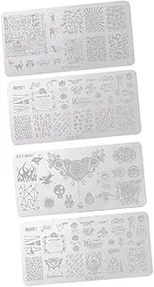 SOESFOUFU Nail Art Stamper Kit Halloween Nail Stamping Plates 4pcs for Diy Manicure
