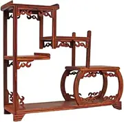 Rosewood Antique Shelf Small Desktop Multi-Treasure Tea Cup Purple Clay teapot Display Stand Double-Layer Storage,C