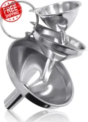 Metal Funnels, 3 PCS Small Stainless Steel Kitchen Funnels for Filling Bottles (