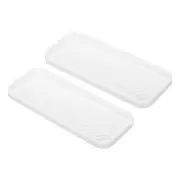 2 Pcs 9" x 3.5" Silicone Bathroom Tray Soap Dispenser Tray, White