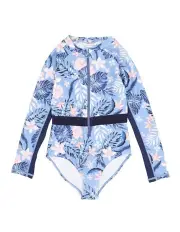 [Minihaha Swim] Skyler Print Long Sleeve Sunsuit in Blue