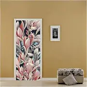 Door Stickers Self-Adhesive Plant Flower Art Door Stickers Home Decoration Door Cover Mural Porch Wallpaper Poster(77x200cm)
