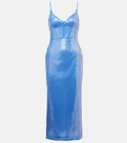 [David Koma] David Koma Sequined corset dress AU 14 blue