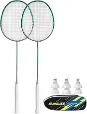 Oshhni Badminton Rackets Set of 2 Badminton Equipment with Carrying Bag Sturdy Badminton Set for Backyard Indoor Outdoor Lawn Games Exercise, Green