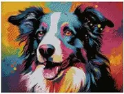 A Happy Border Collie Counted Cross Stitch Kits,100% Cotton, 150x112 Stitch, 26x20cm Counted Dog Cross Stitch kit