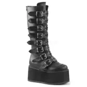 Demonia Damned-318 Gothic Cyber Punk Black Knee High Platform Boots