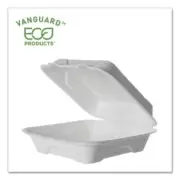 Eco Products EP-HC81NFA Vanguard Renewable And Compostable Sugarcane Clamshells,