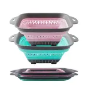 Collapsible Colander Set Square Round Triangles Silicone Kitchen Strainer Per...
