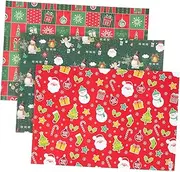 BESPORTBLE Christmas Wrapping Paper Rolls 3 Pack Festive Patterns Thick Paper for Parties