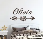 Personalized Name Wall Decal Lotus Vinyl Decal Girl Name Nursery Wall Decal S35