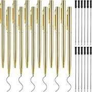 JINGIHE 12 Pack Gold Ballpoint Pens, Slim Metallic Retractable Pen with 12ps Refills, Bulk Office Supplies Black Ink 1 mm Medium Point for Business Students Teachers