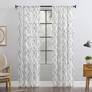 Fraction 2-pack Mid-Century Modern Geometric Embroidery Semi-Sheer Rod Pocket...