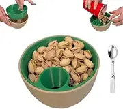 Dual-Chamber Pistachio Bowl Set with Shell Storage Holder, Large Double Dish Snack Serving Bowl with Food Waste Compartment, for Pistachios,Peanuts,Edamame,Cherries,Nuts,Popcorn,Fruits(1pc)