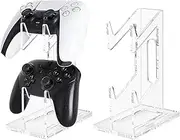 FYY Game Controller Holder 2 Tiers - Universal Dual Controller Stand Headphone Holder, Acrylic Clear Controller Display Stand Compatible with Nintendo Switch Xbox PS5 PS4, Desk Mounts for Controller